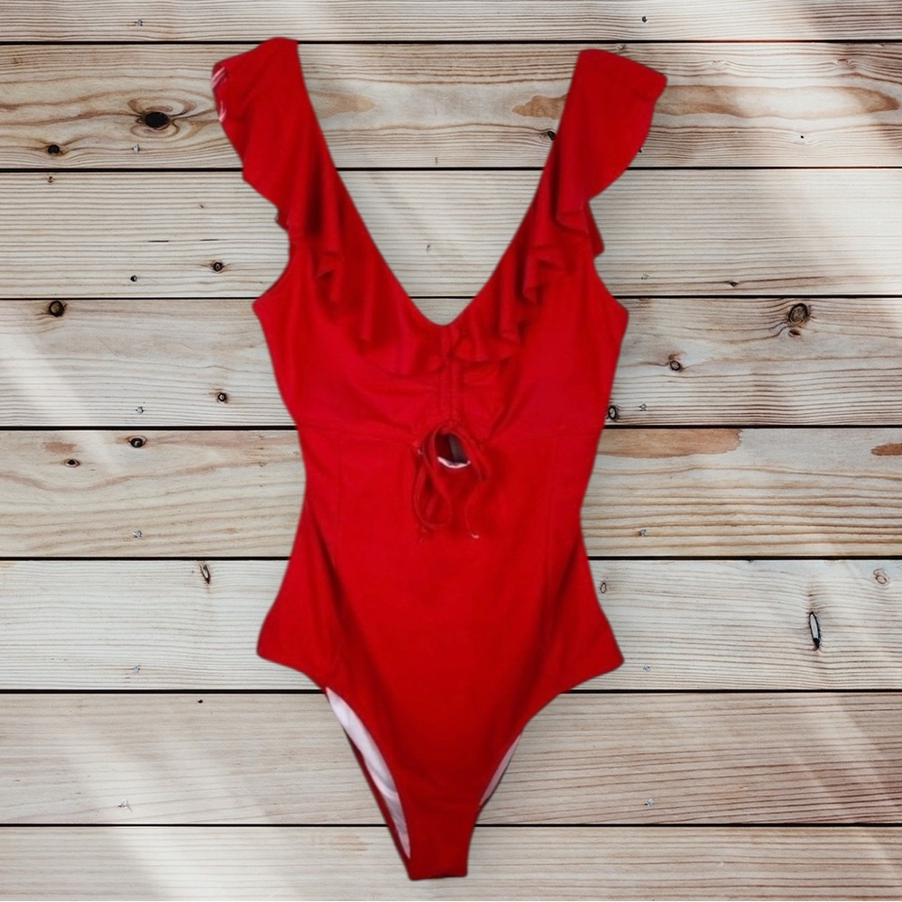 Cupshe Red Ruffle One Piece Swimsuit
